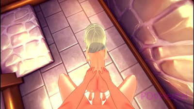 (トラップ）エルフのメイドが顔を洗うのを手伝う